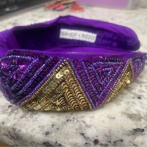 Purple and Gold Beaded Headband